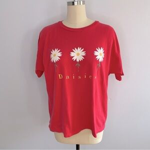 Hanes Her Way Vintage 1990’s Daisies Tee Shirt- Pink- Size Large